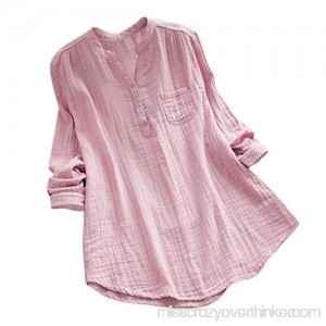 Ratoop Women Stand Collar Long Sleeve 3 4 Sleeve Loose Soft Tunic Tops T Shirt Blouse Pink B07NVRGSPS